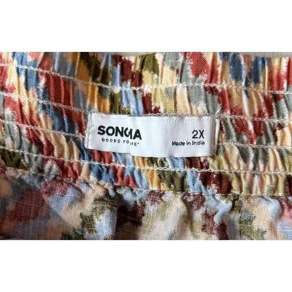 Sonoma Goods For Life Womens 2X Multi Stripe Print Tiered Midi Skirt Elastic - Picture 4 of 6
